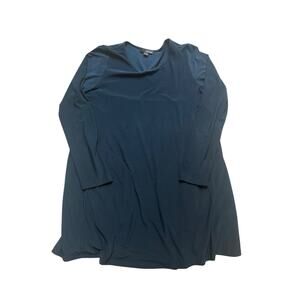 Sun Kim Jersey Draping Navy Blue Dress‎ Pleating on Back Pockets Medium